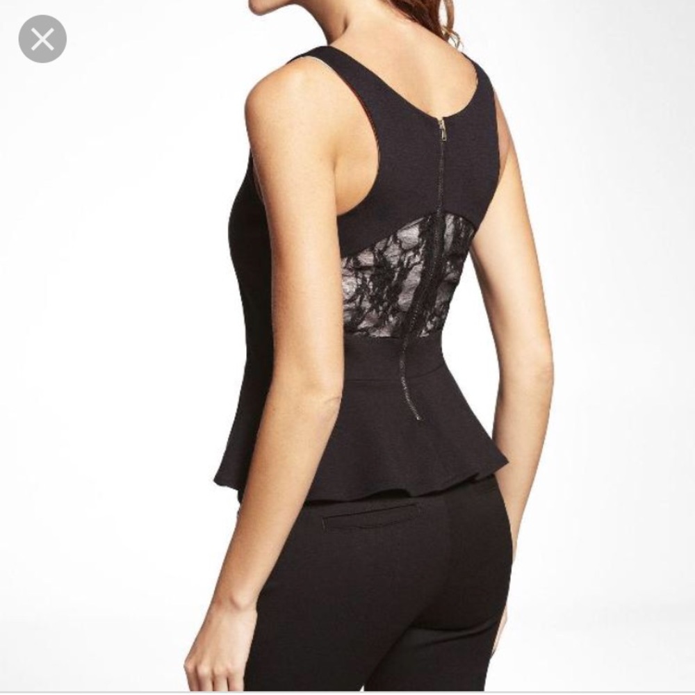 Black Lace Peplum Top